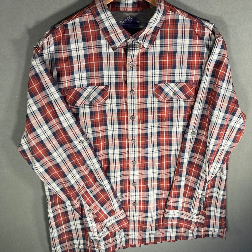 Croft & Barrow Quick‎ Dry Shirt Mens XL Plaid Vent Fishing Hiking